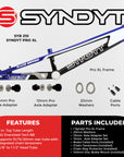 Syndyt 210 Pro XL BMX Racing Bike Frame – 21” Top Tube, 6061-T6 Aluminum (4.05 lbs), Tapered 42/52 Head Tube, B52 Tech BB, 10/15/20mm Hubs, 140mm Disc Brake, Chain Tensioners – Red Bicycle Frame