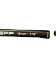 A black 15mm (3/8 inch) bicycle quick release skewer shown disassembled with the brand 'SPP' printed on the side.