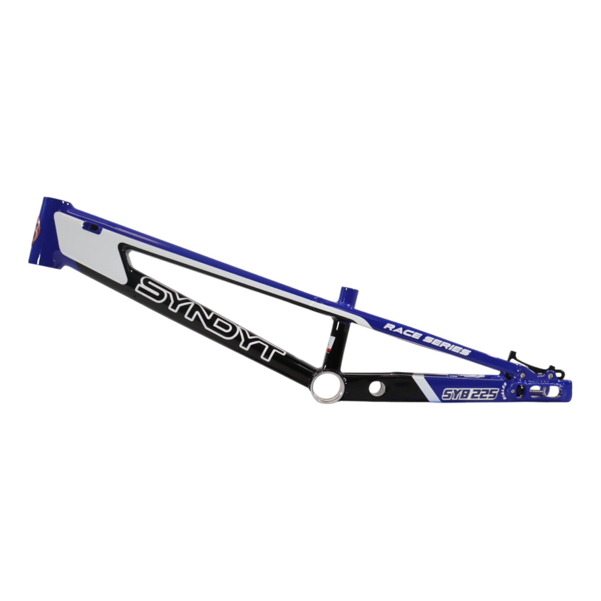 Syndyt 225 Pro 4XL BMX Racing Bike Frame – 22.5” Top Tube, 6061-T6 Aluminum (4.19 lbs), Tapered 42/52 Head Tube, B52 Tech BB, 10/15/20mm Hubs, 140mm Disc Brake, Integrated Chain Tensioners – Red