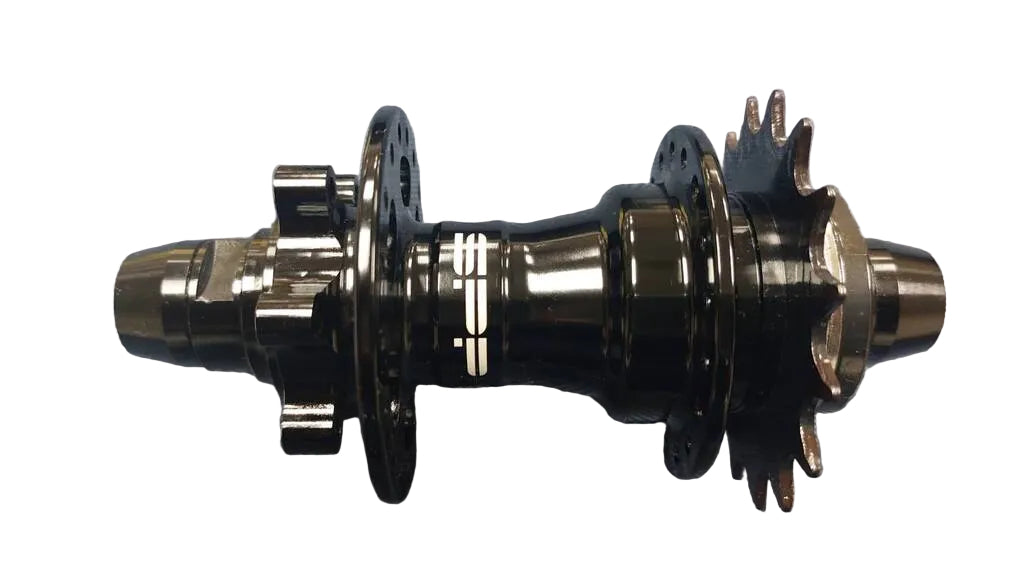 A black bicycle hub 